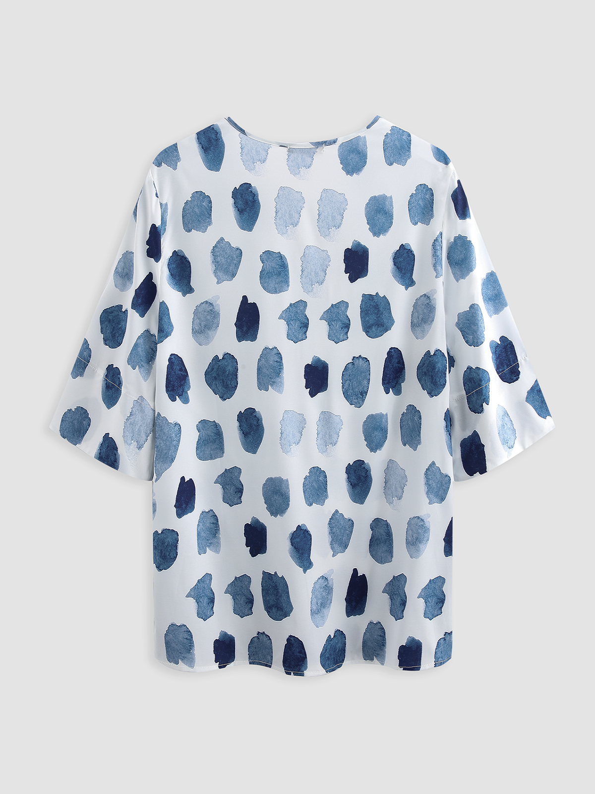 Casual Geometric V Neck Vacation Three Quarter Sleeve Blouse