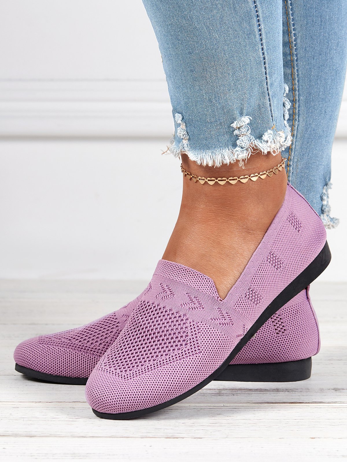 Women Casual Plain Breathable Mesh Fabric Flat Shoes