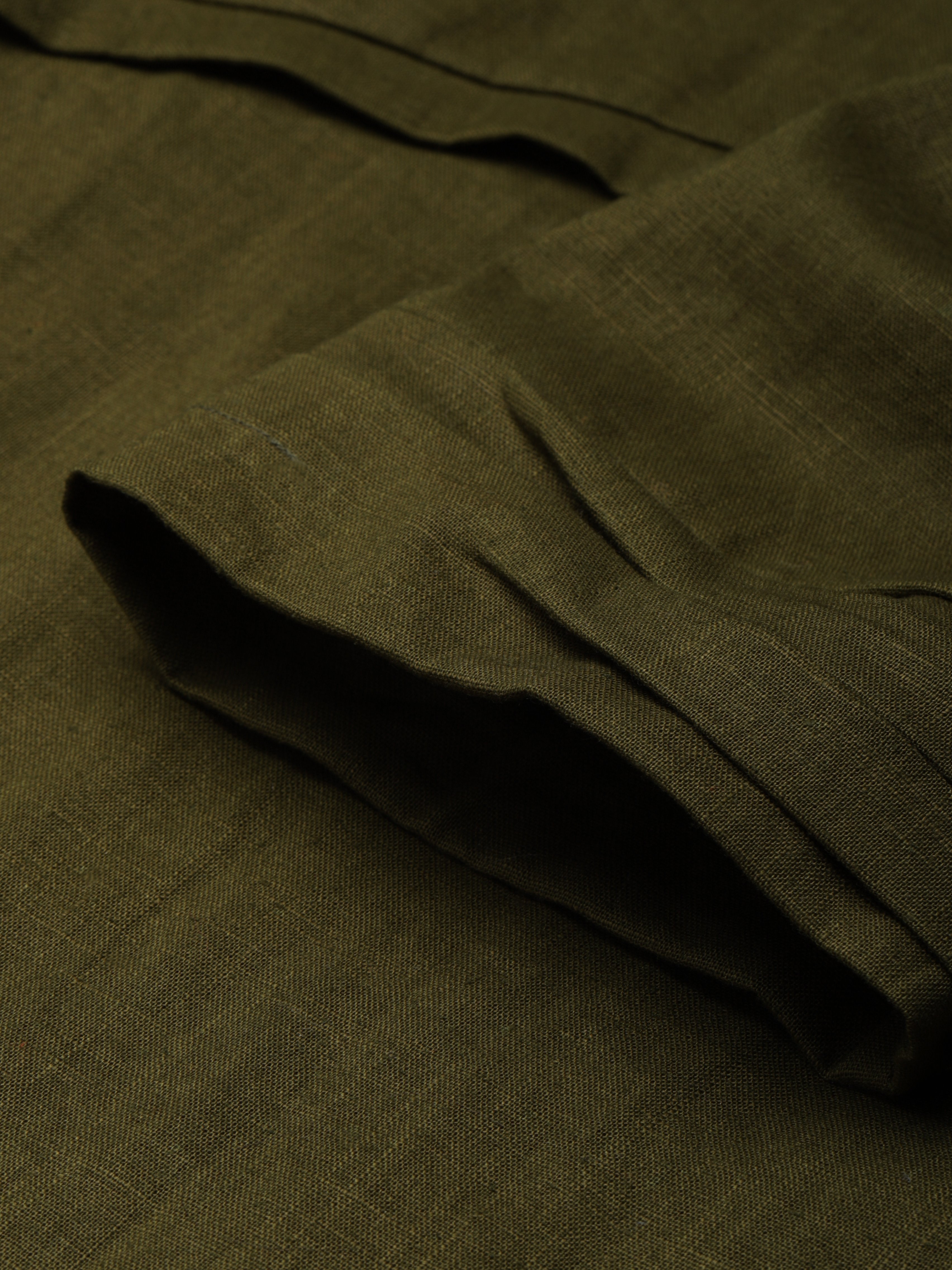 Linen Crew Neck Washed Fabric Dress