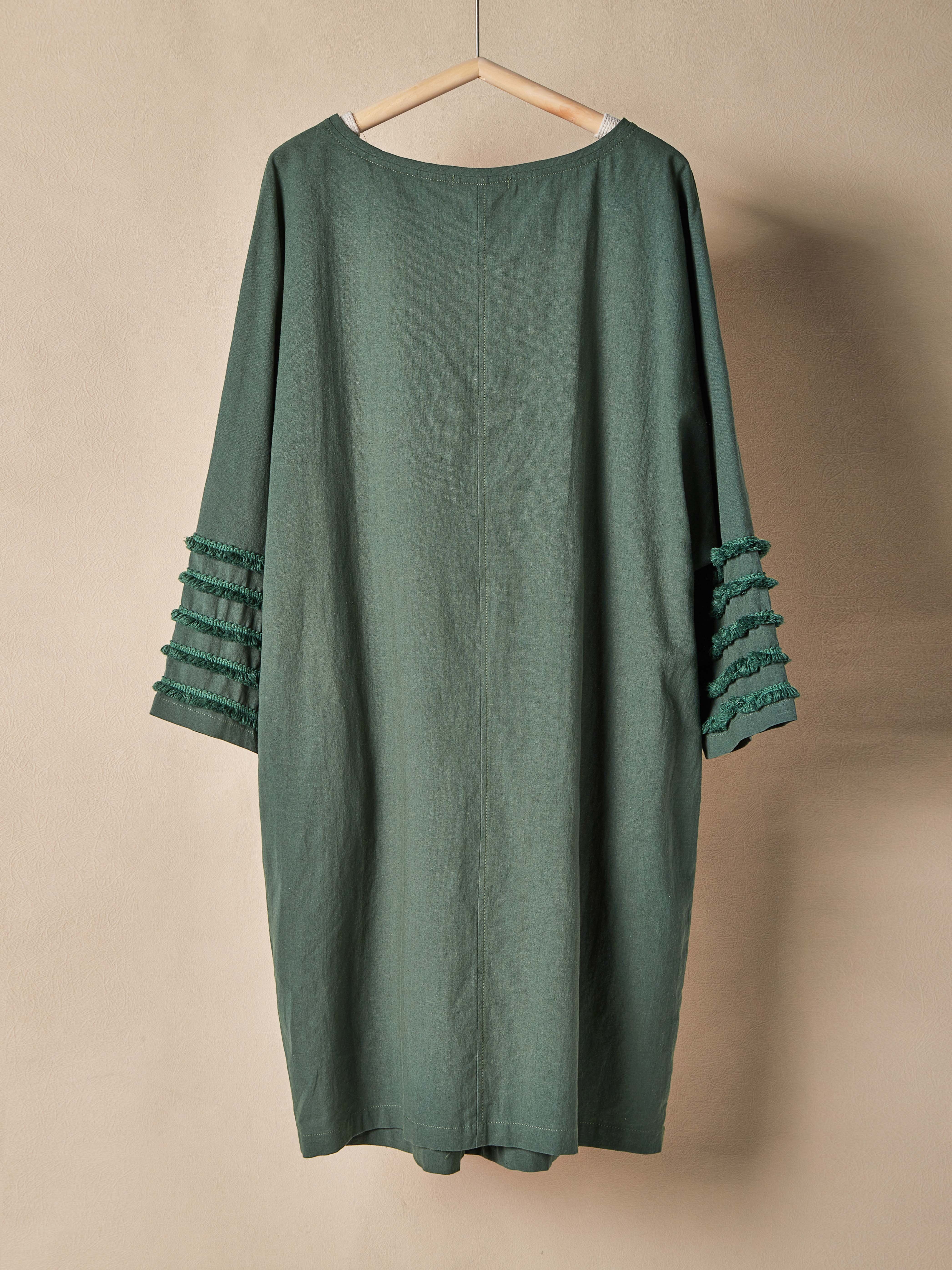 Crew Neck Plain Loose Linen Blouse