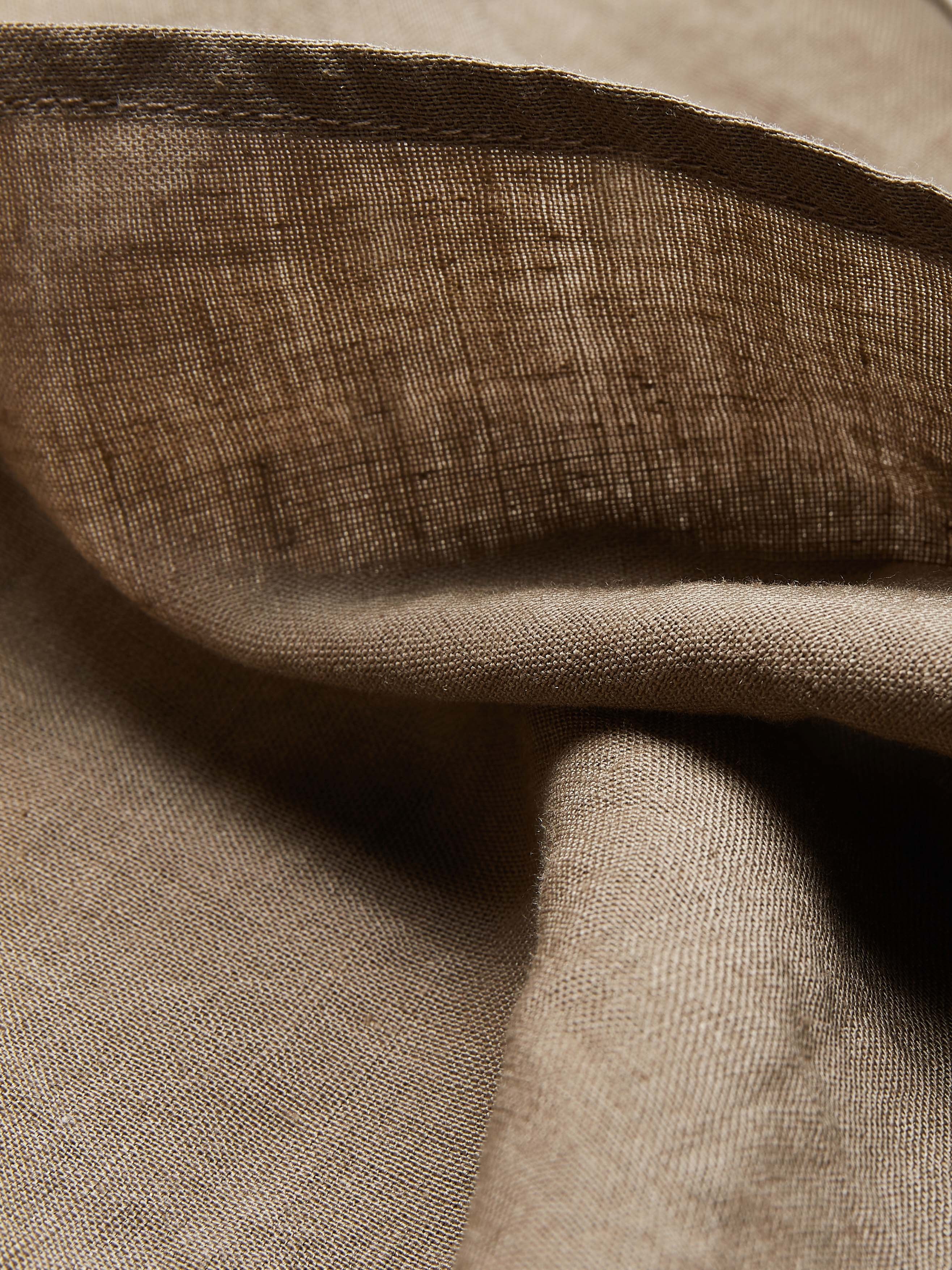 Linen Plain Crew Neck Mini Dress