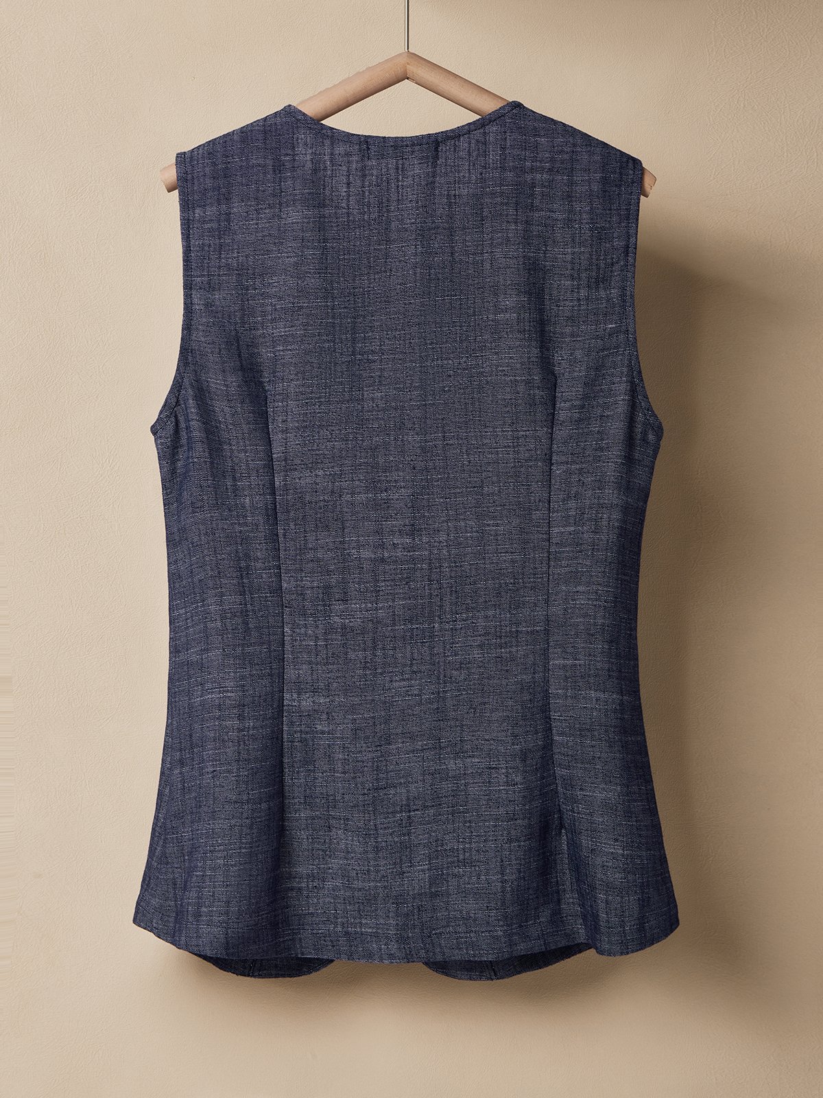 Linen Casual Plain Crew Neck Vest