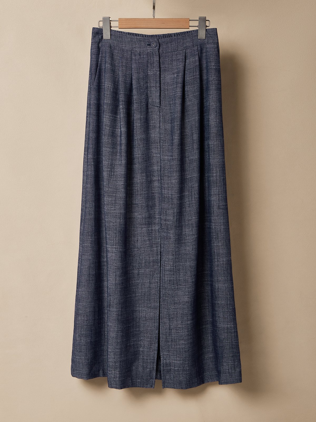 Linen Urban Pocket Stitching Plain Maxi Skirt