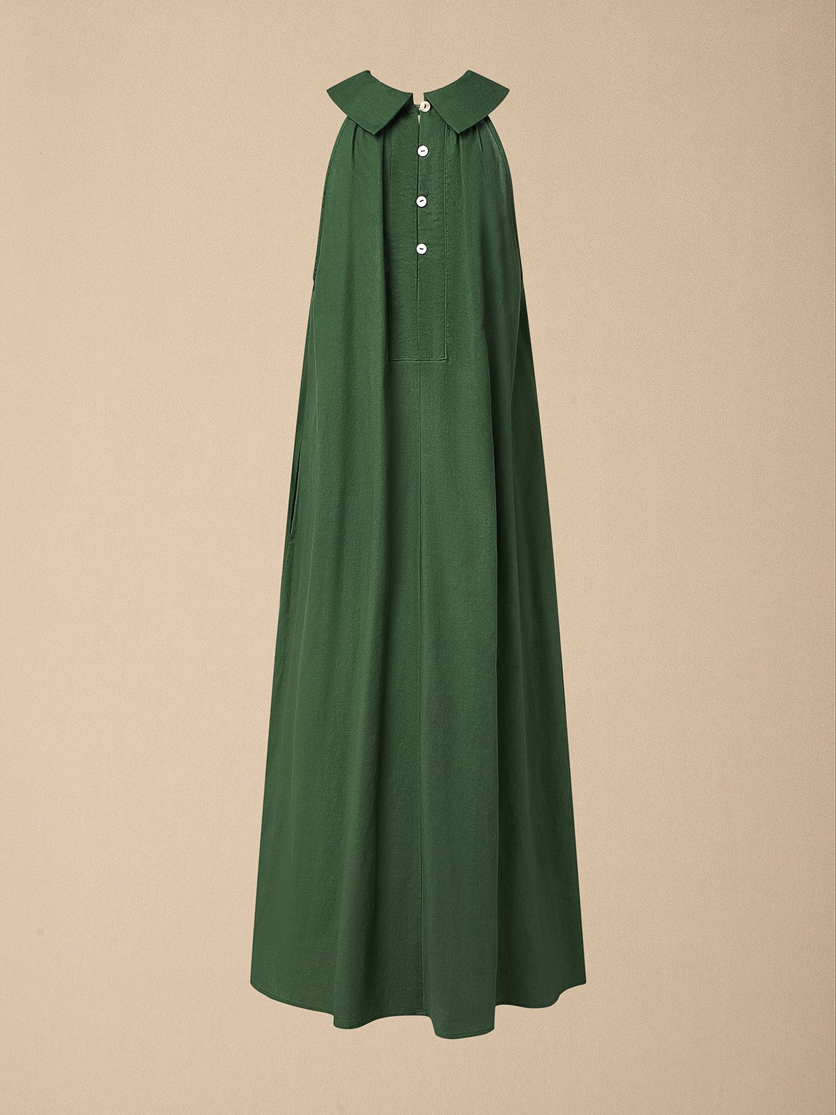 Vacation Plain linen-cotton Halter Maxi Dress