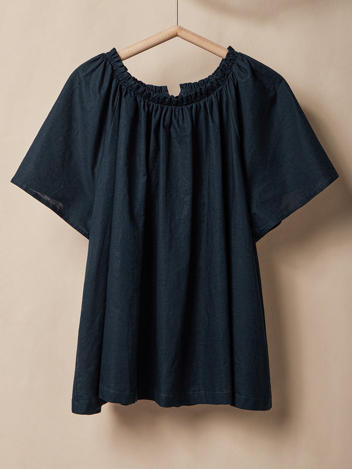 Linen Casual Plain linen-cotton Blouse