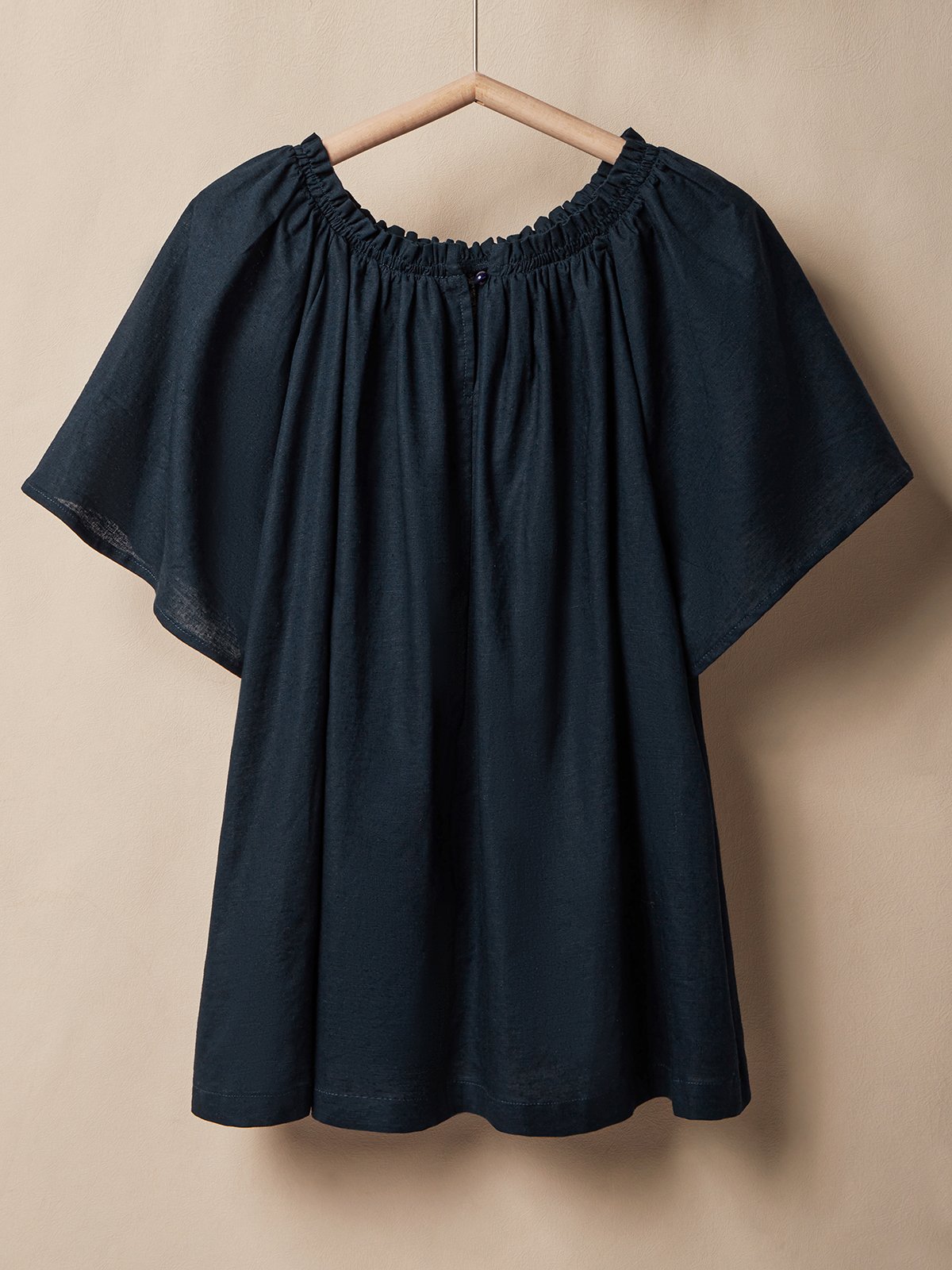 Linen Casual Plain linen-cotton Blouse
