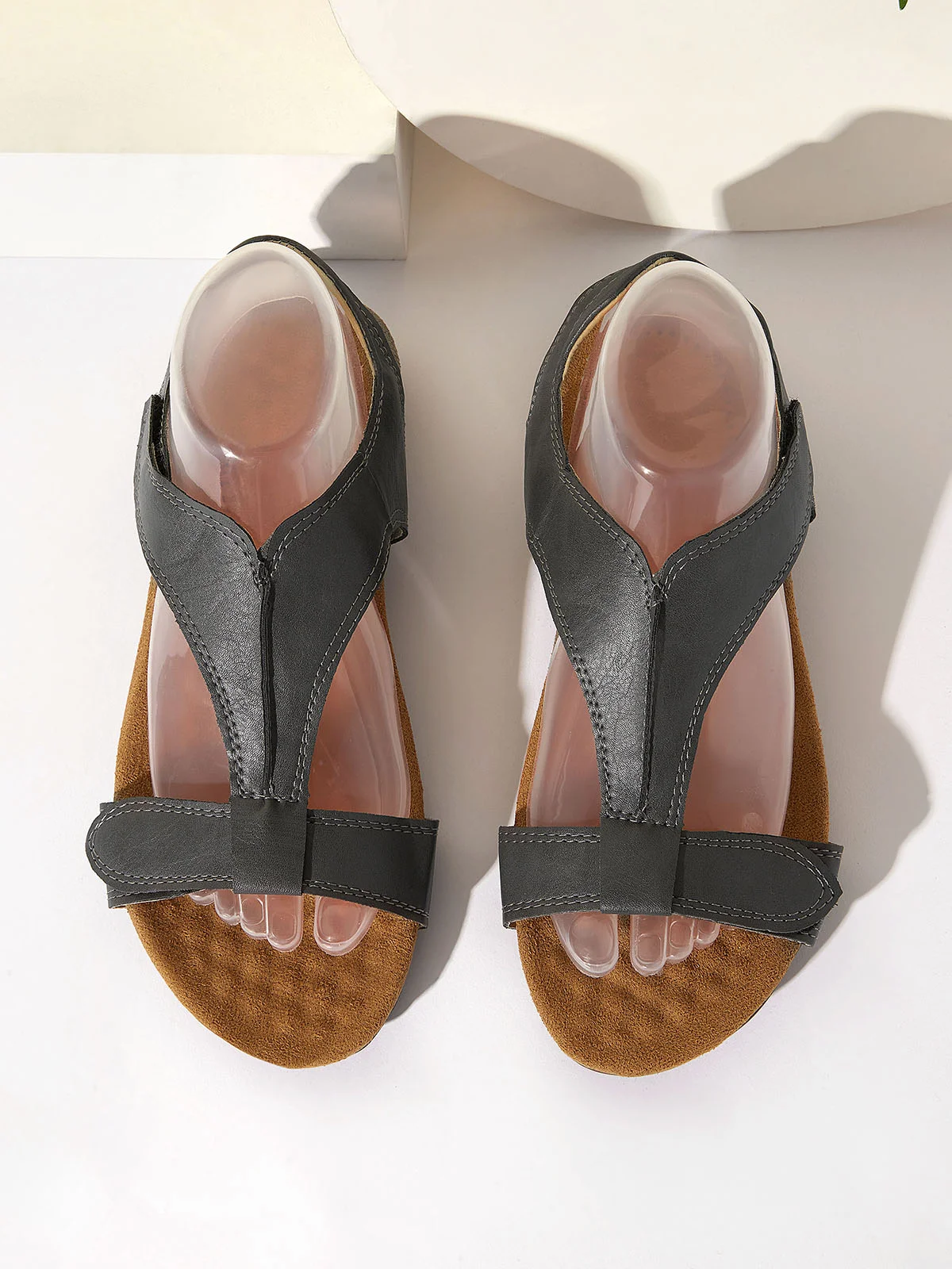 Retro Solid Color Casual Velcro Portable Sandals