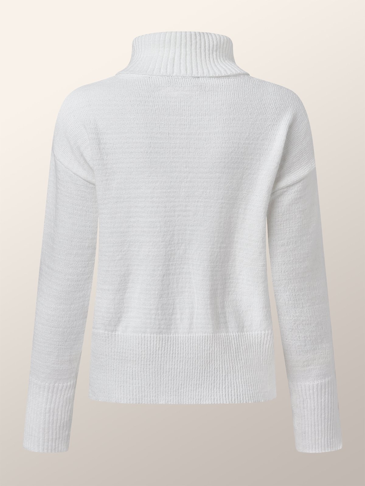 White Daily Long sleeve Turtleneck Regular Fit  Sweater