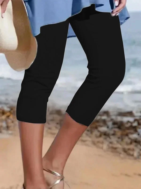 Summer Yoga Workout Exercise Capris Solid plain Casual Vacation Capris Leggings