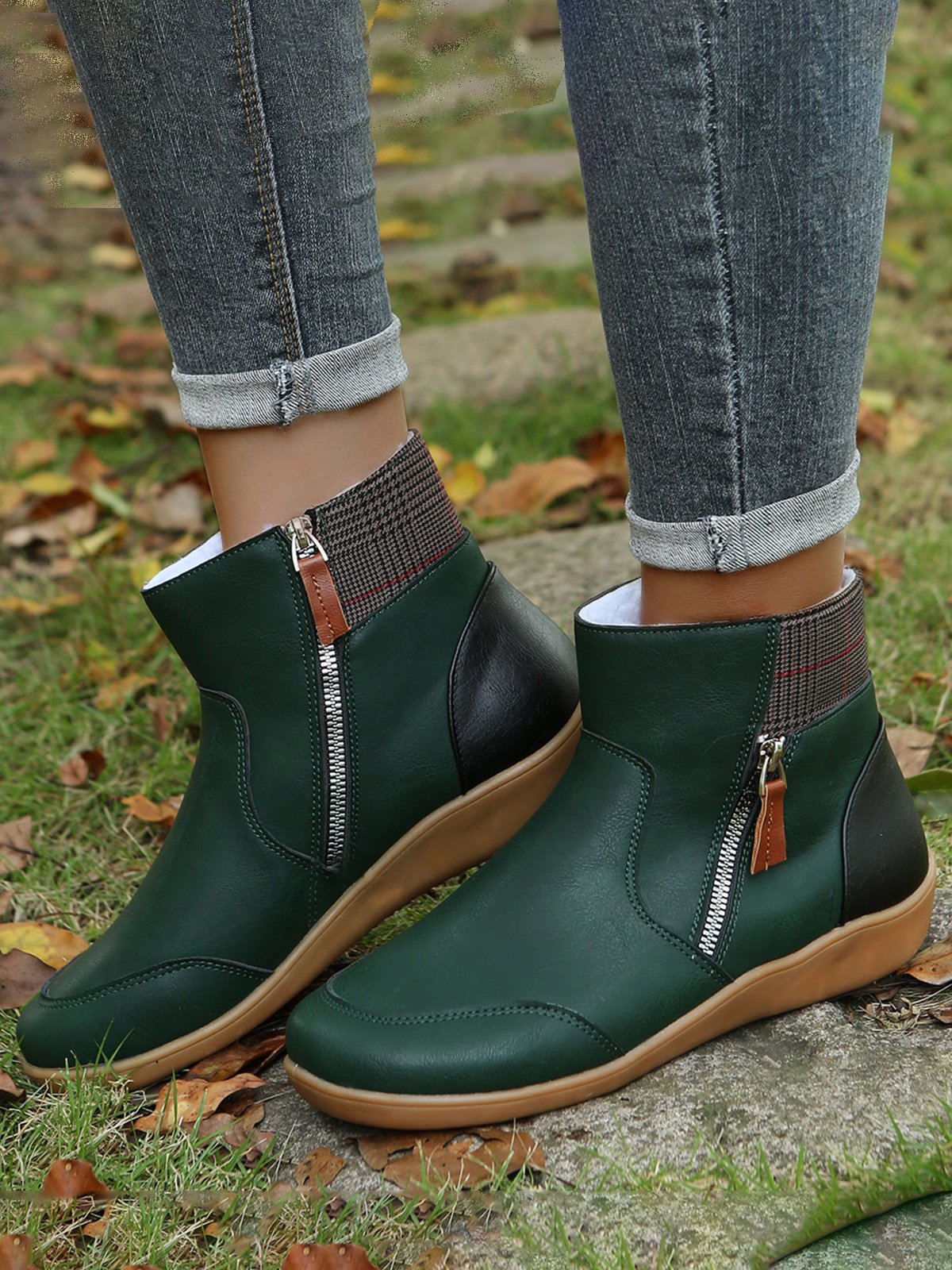 Casual Retro Stitching Zipper Snow Snow Boots