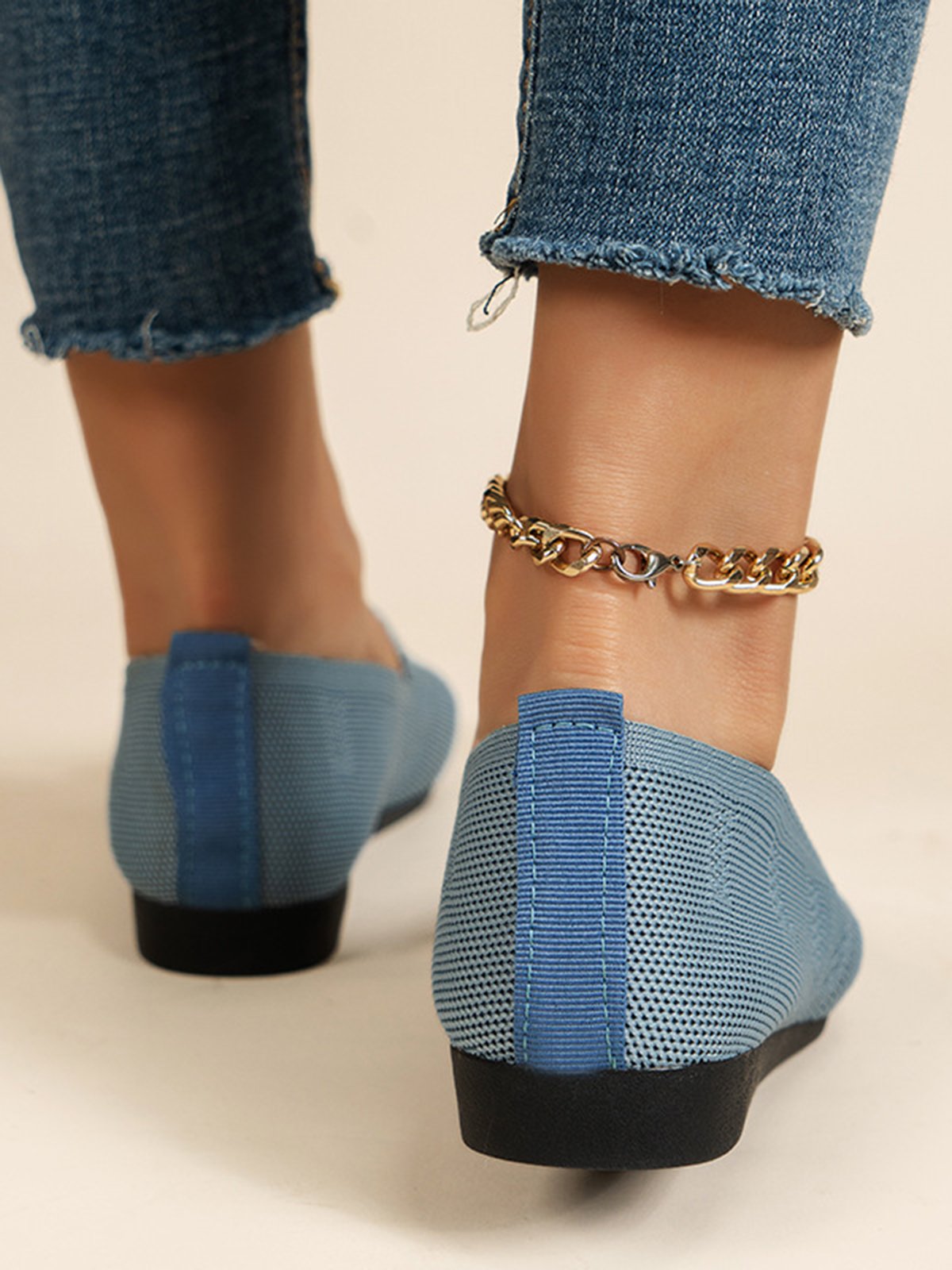 Women Casual Plain Breathable Mesh Fabric Flat Shoes