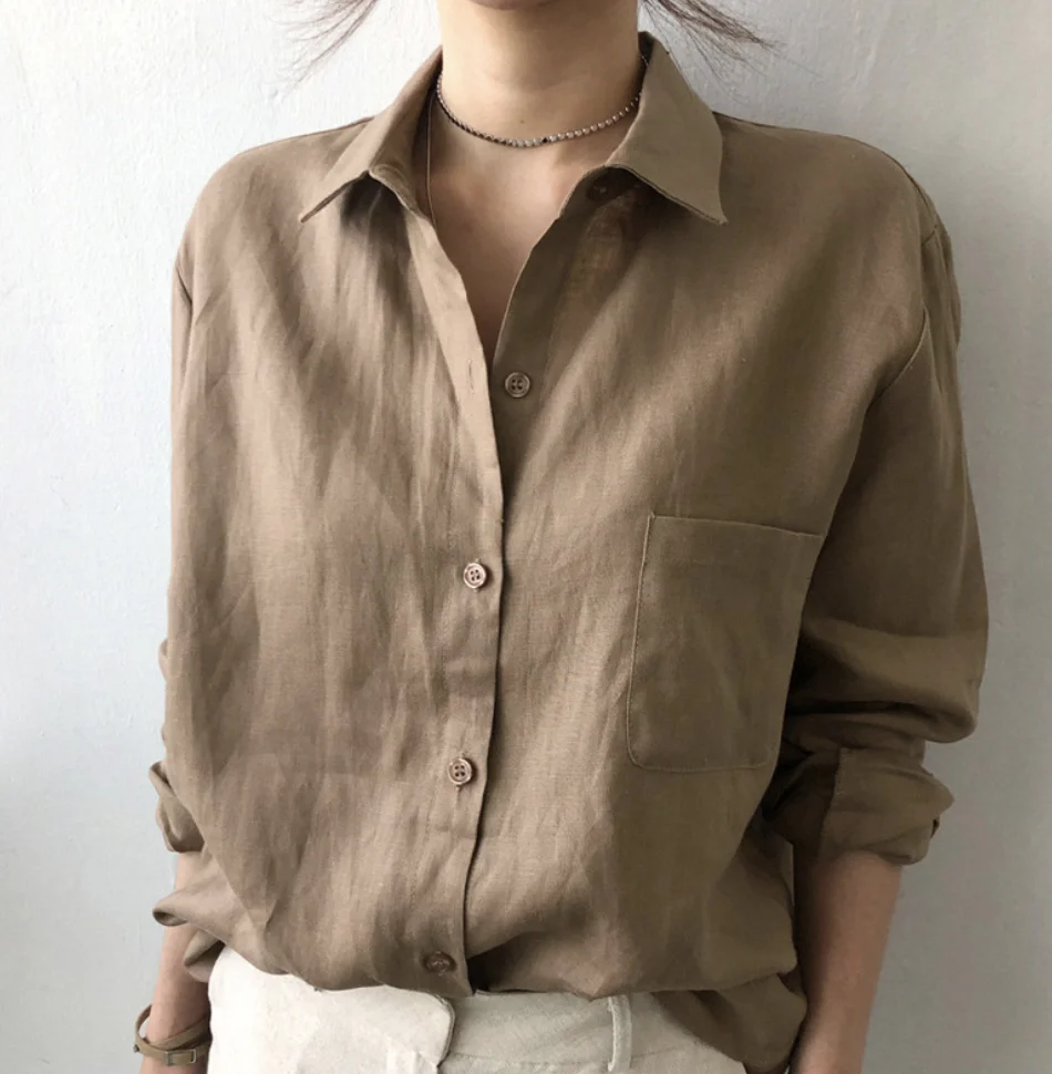 Women's Shirt Blouse Casual Button Long Sleeve Casual Basic Shirt Collar