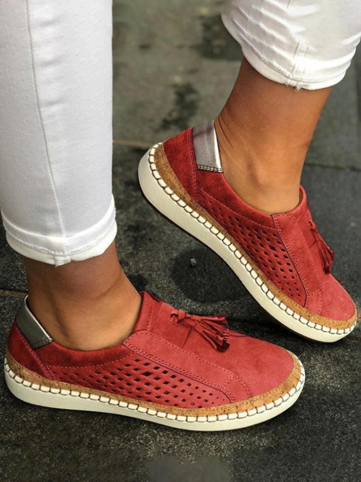 Slide Hollow-Out Round Toe Casual Women Sneakers