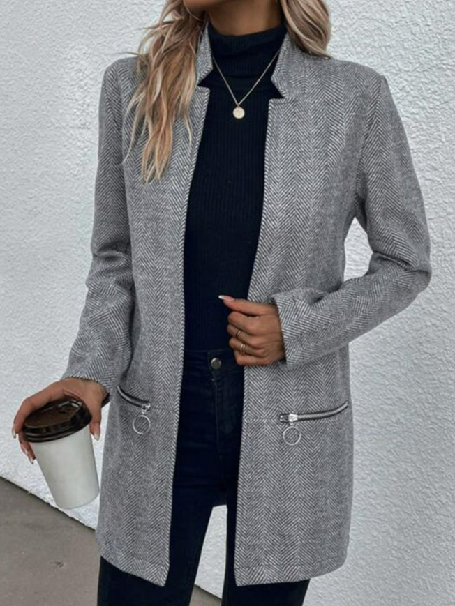 Casual Others Zipper Tweed Jacket