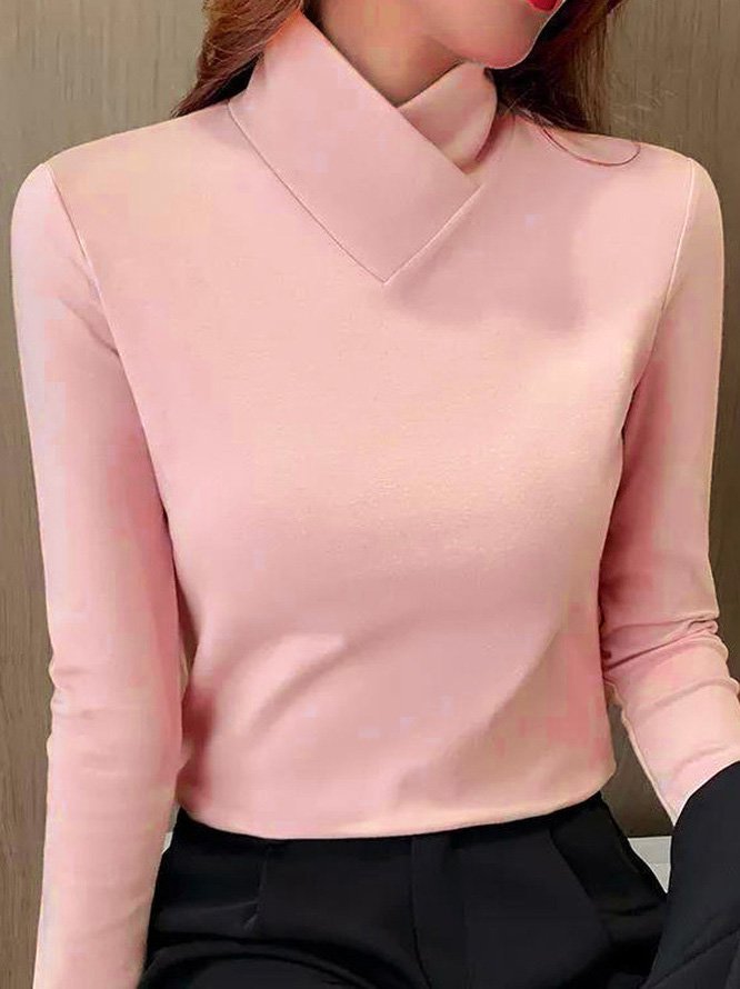 Women's T shirt Tee Plain Black White Blue Long Sleeve Daily Weekend Fashion Turtleneck High Neck Regular Fit Fall & Winter