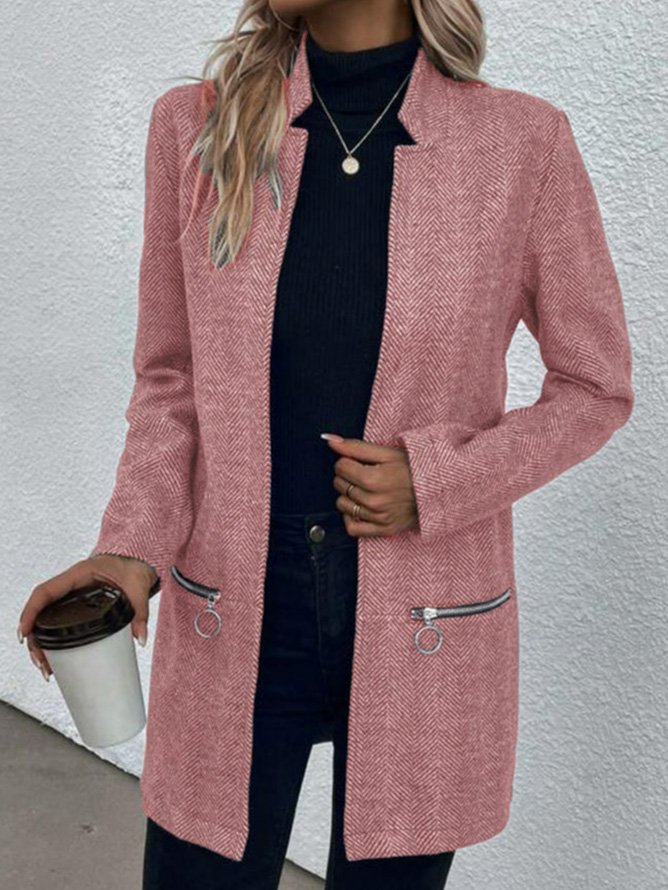 Casual Others Zipper Tweed Jacket