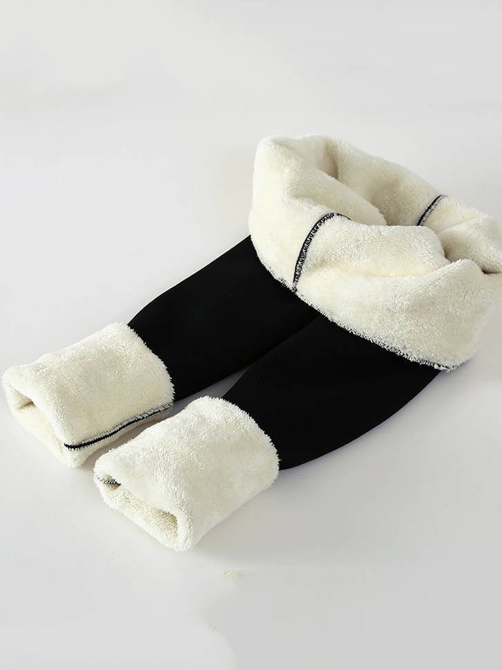 Plain Knitted Casual Fleece Legging