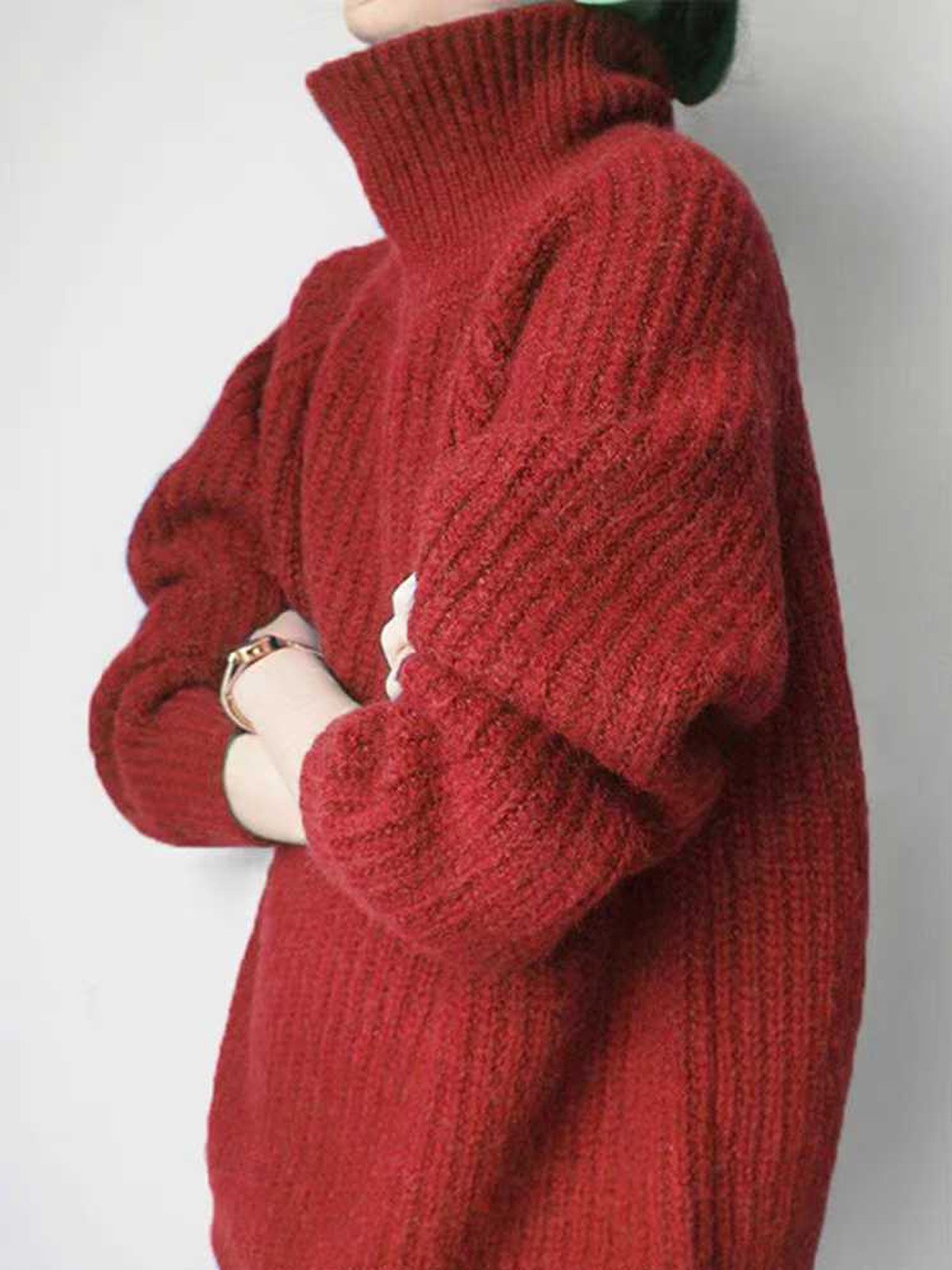 Plain Turtleneck Casual Sweater