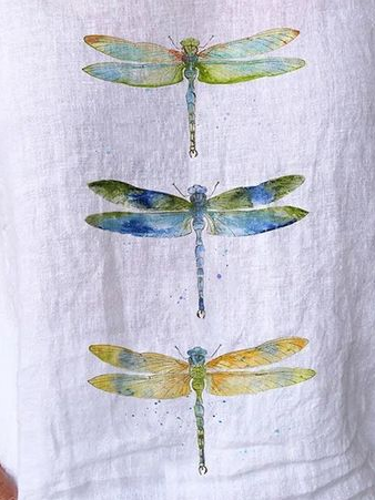 Simple Dragonfly Linen Style Shirt