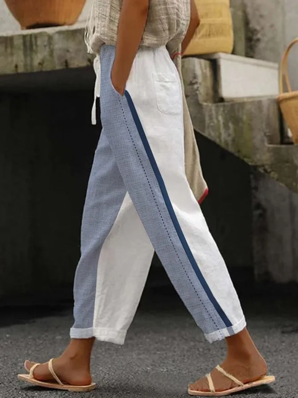 Loose Color Block Casual Pants