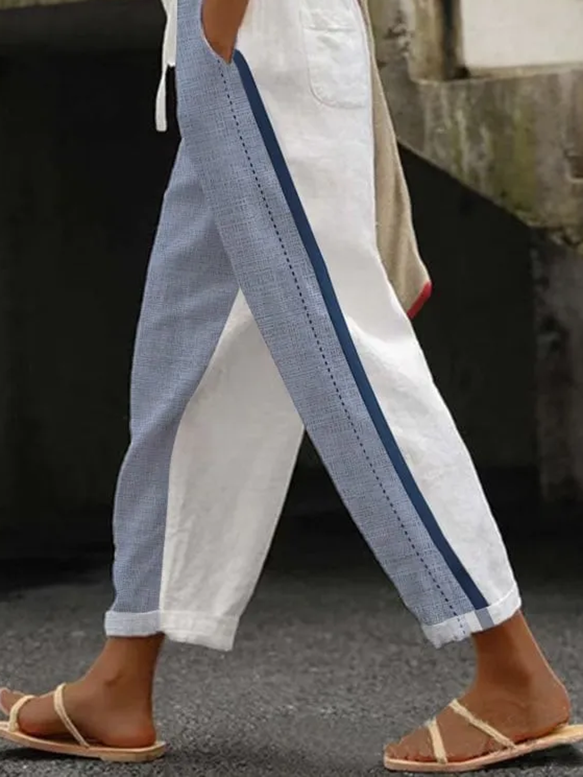 Loose Color Block Casual Pants