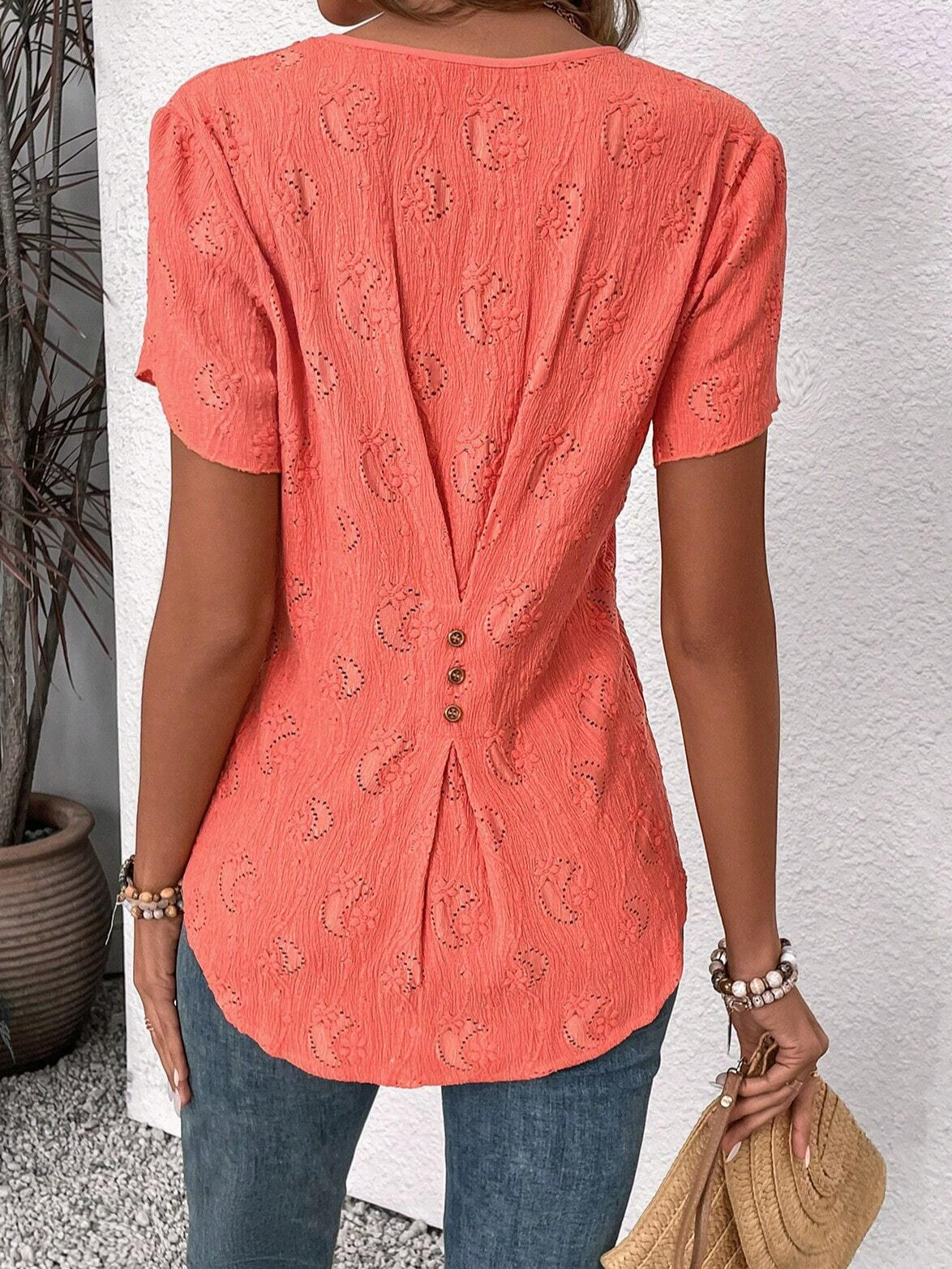 Notched Simple Cotton Shirt