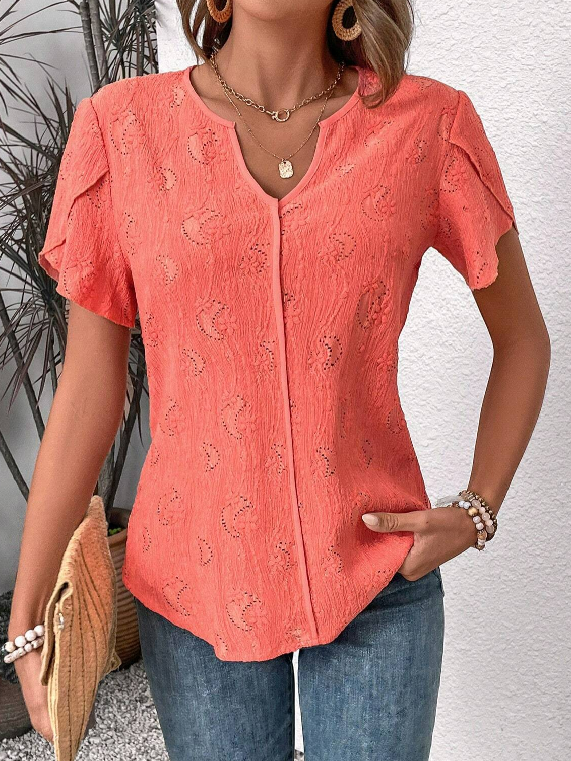 Notched Simple Cotton Shirt