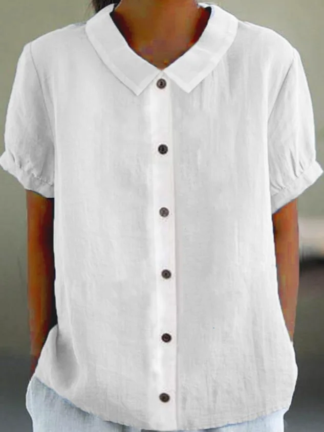 Cotton Linen Plain Blouse