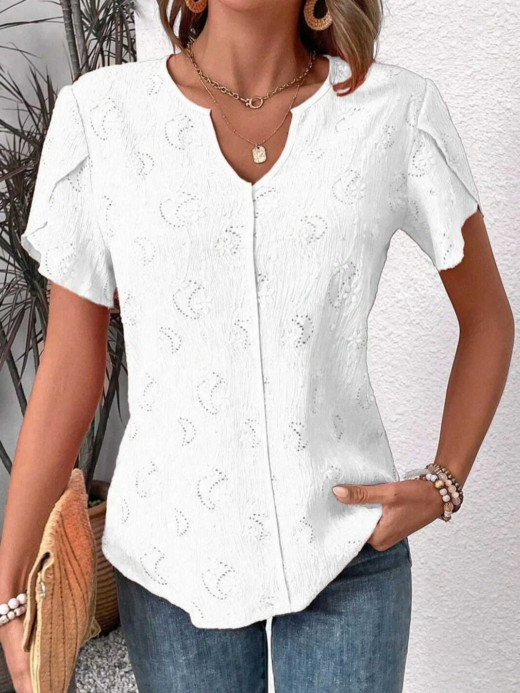 Notched Simple Cotton Shirt