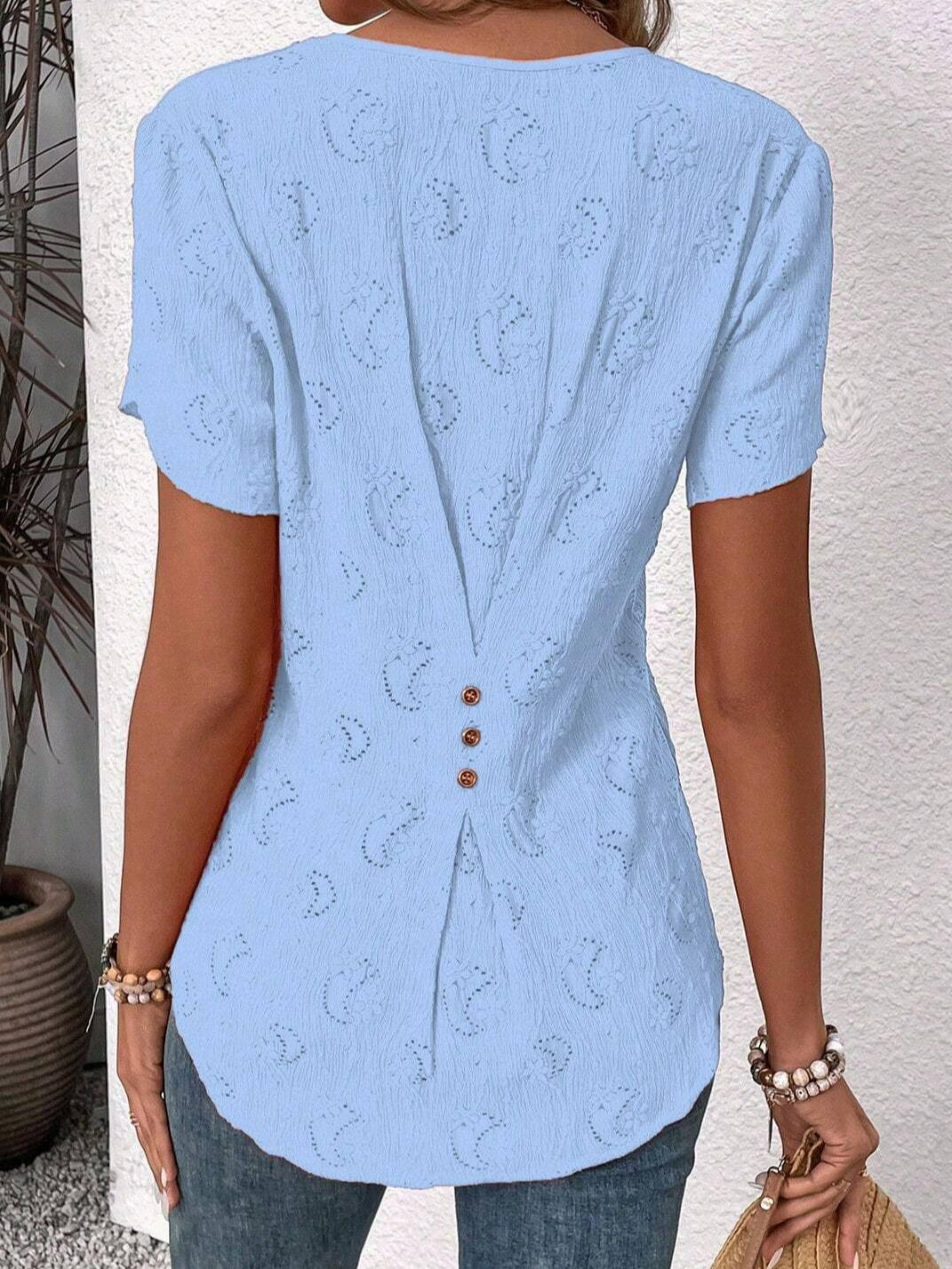 Notched Simple Cotton Shirt