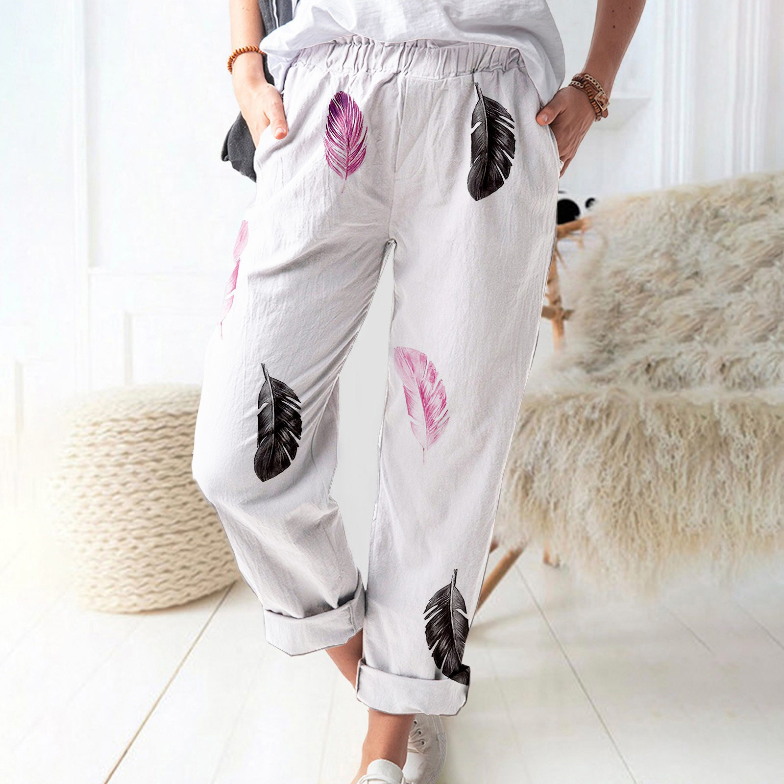 Casual Loose Feather Pants