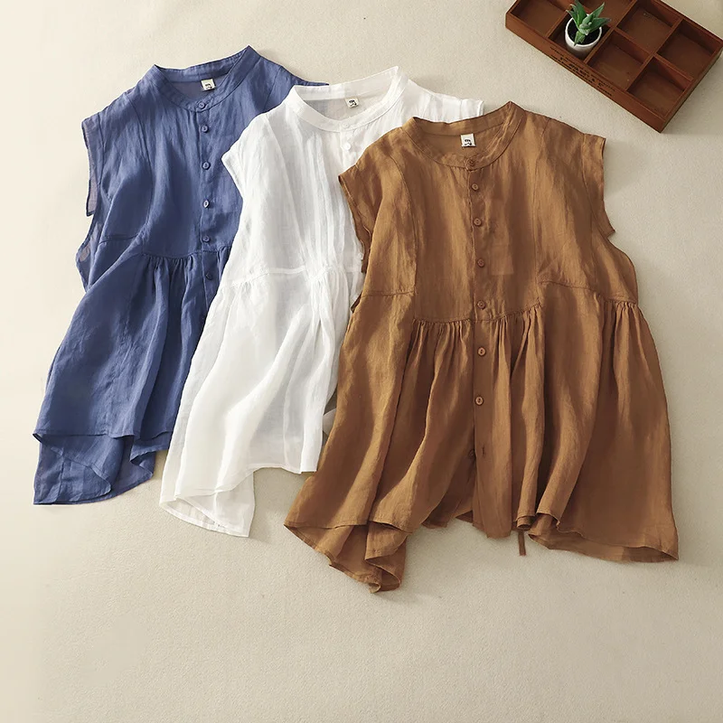 Casual Plain Stand Collar Blouse