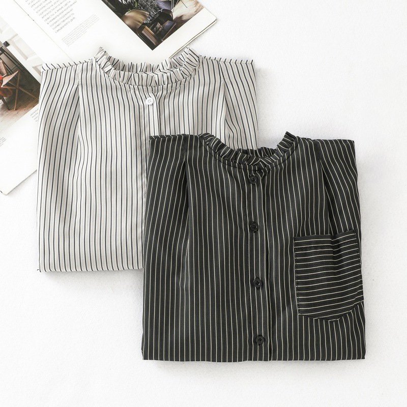 Casual Cotton And Linen Loose Striped Blouse