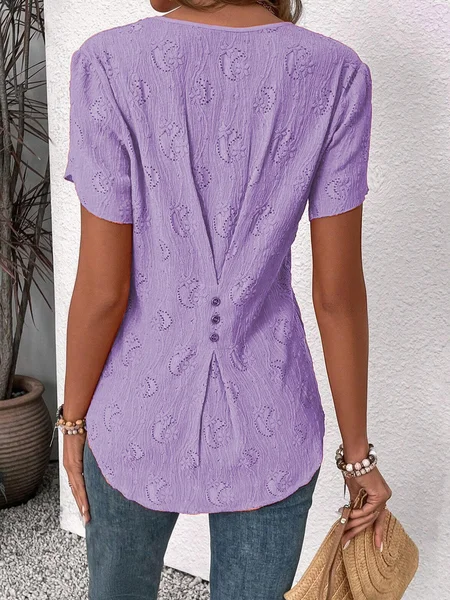 Notched Simple Cotton Shirt