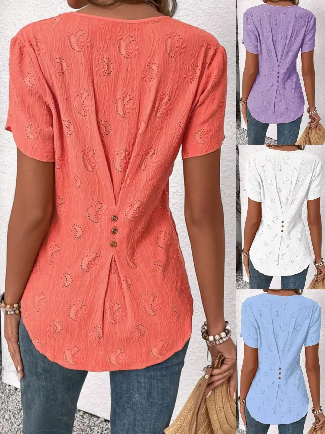 Notched Simple Cotton Shirt