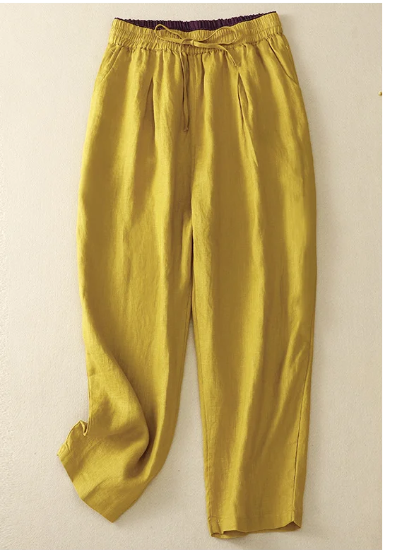Casual Plain Cotton Loose Pants