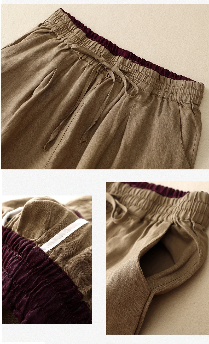 Casual Plain Cotton Loose Pants