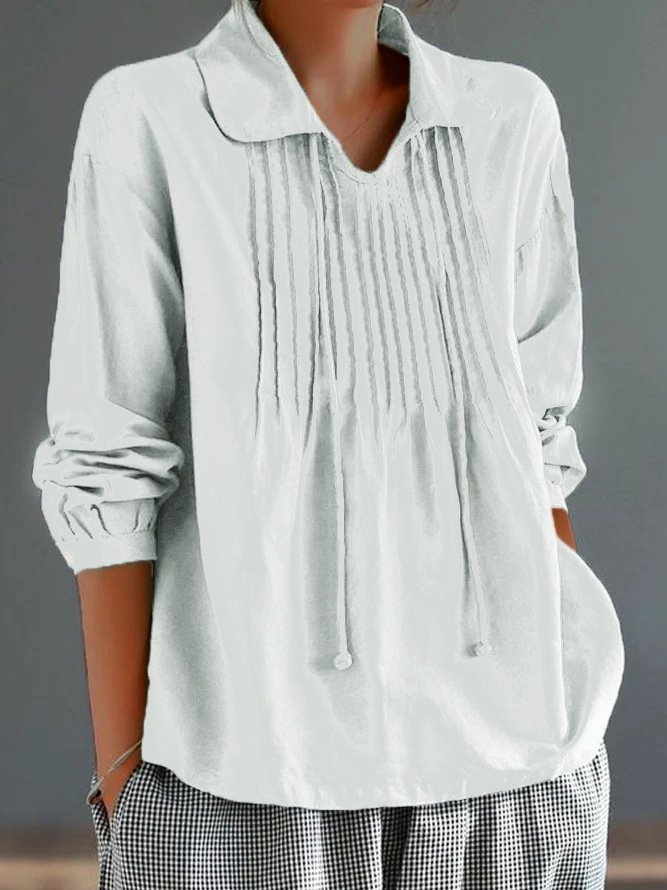 Loose Floral Casual Notched Blouse