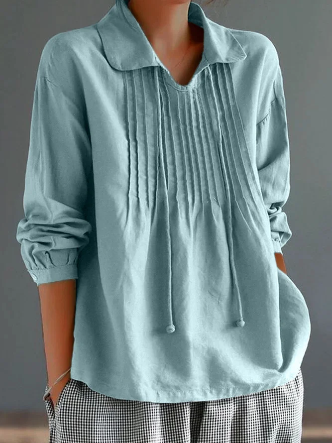 Loose Floral Casual Notched Blouse