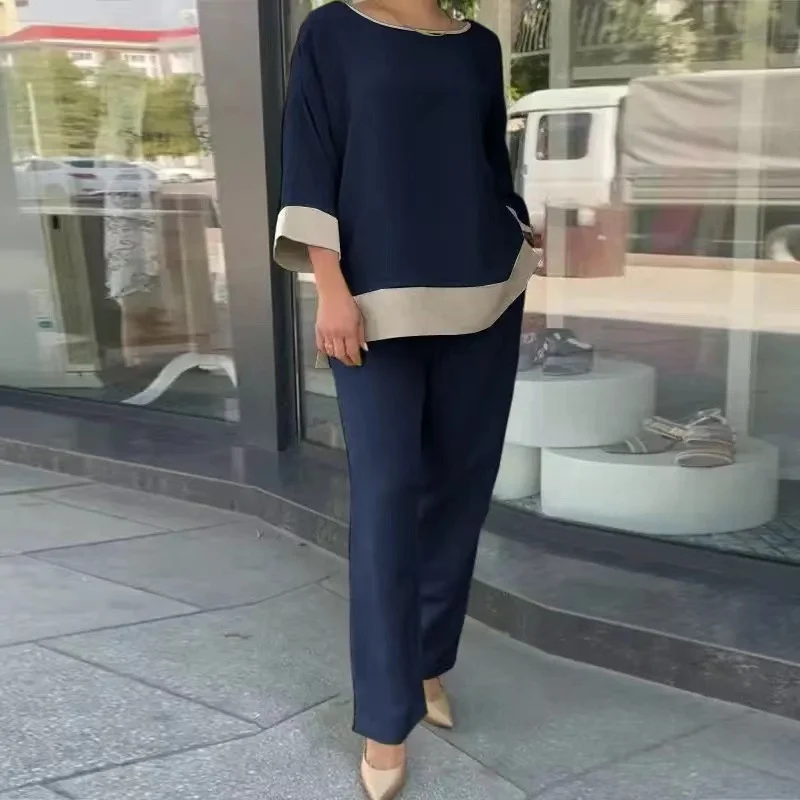 Color Block Casual Two-Piece Set