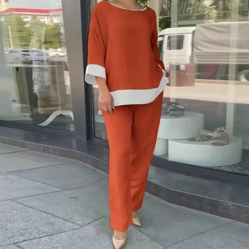 Color Block Casual Two-Piece Set