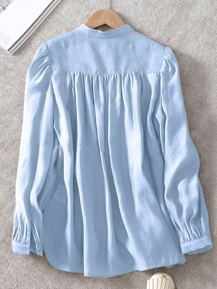 Cotton Half Open Collar Vacation Shirt