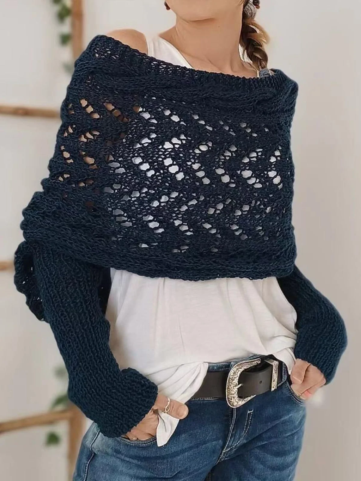 Shawl Regular Fit Vintage Acrylic Sweater