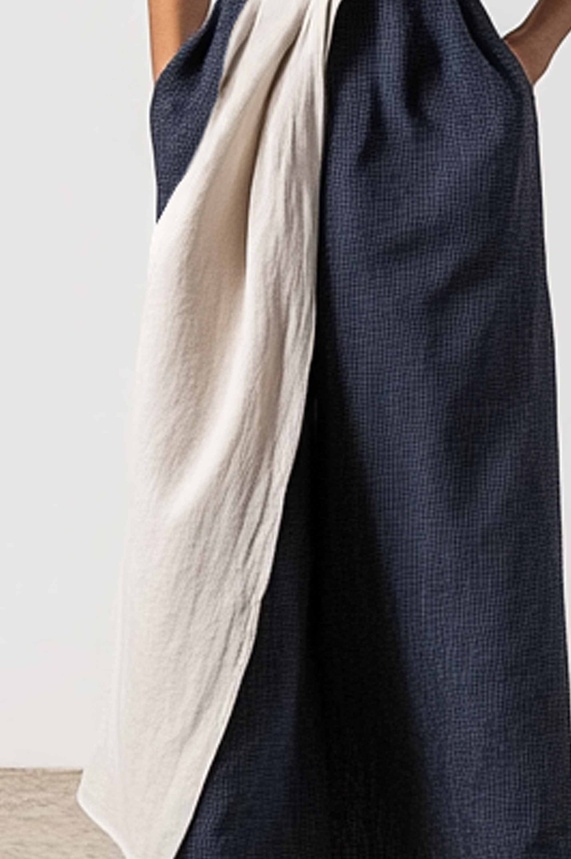 Linen Crew Neck Cotton And Linen Dress