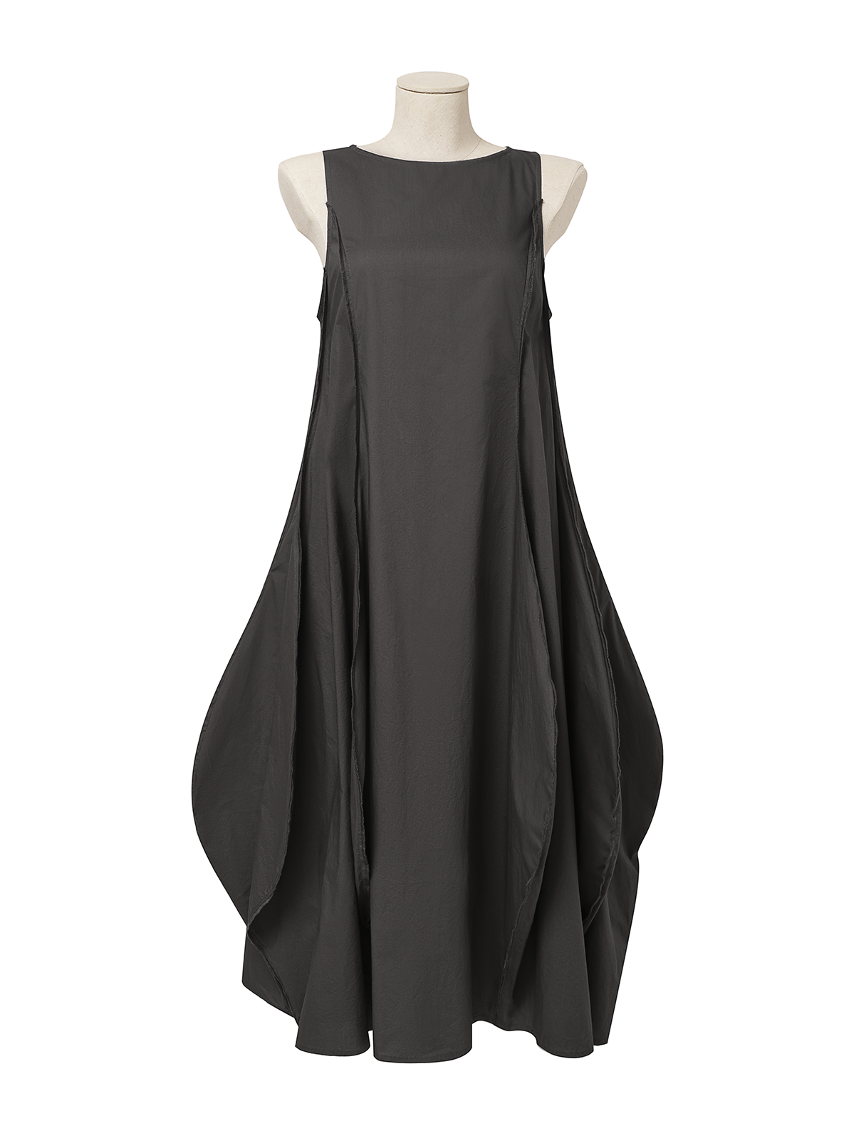 Linen Plain Crew Neck Maxi Dress