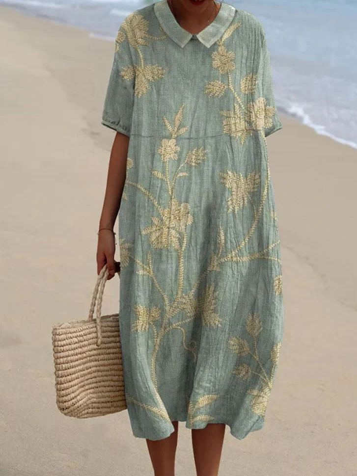 Casual Crew Neck Dress With No Belt
