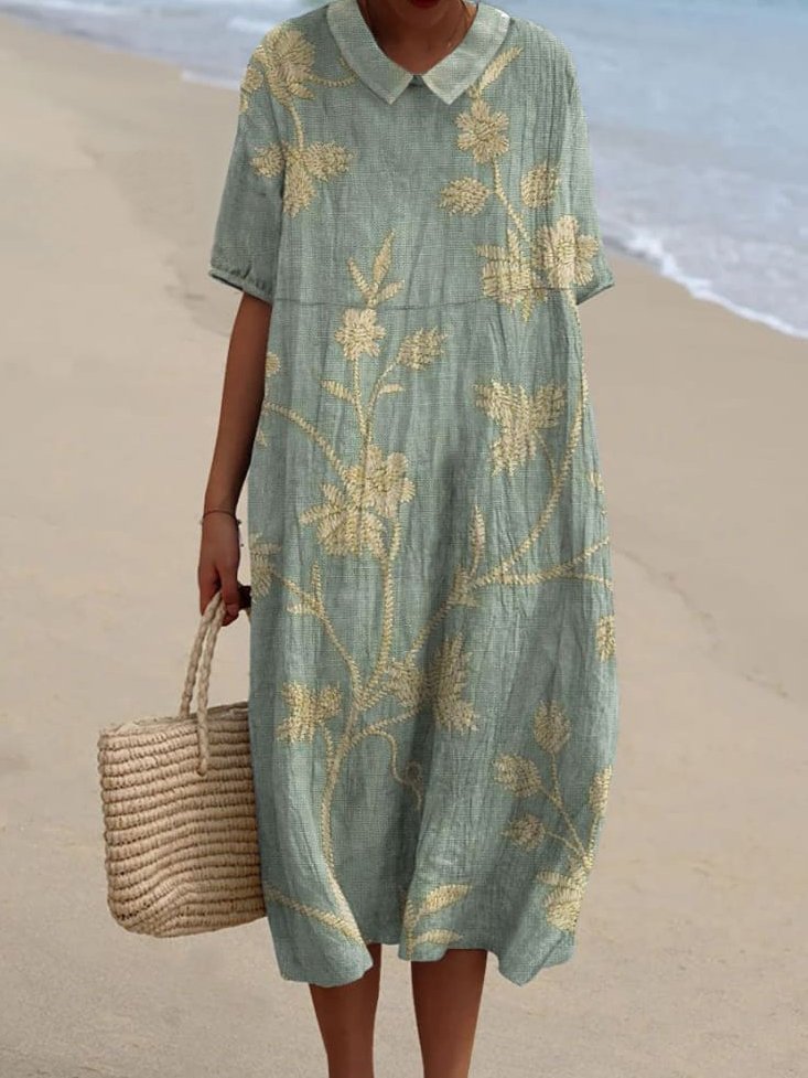 Casual Crew Neck Dress With No Belt