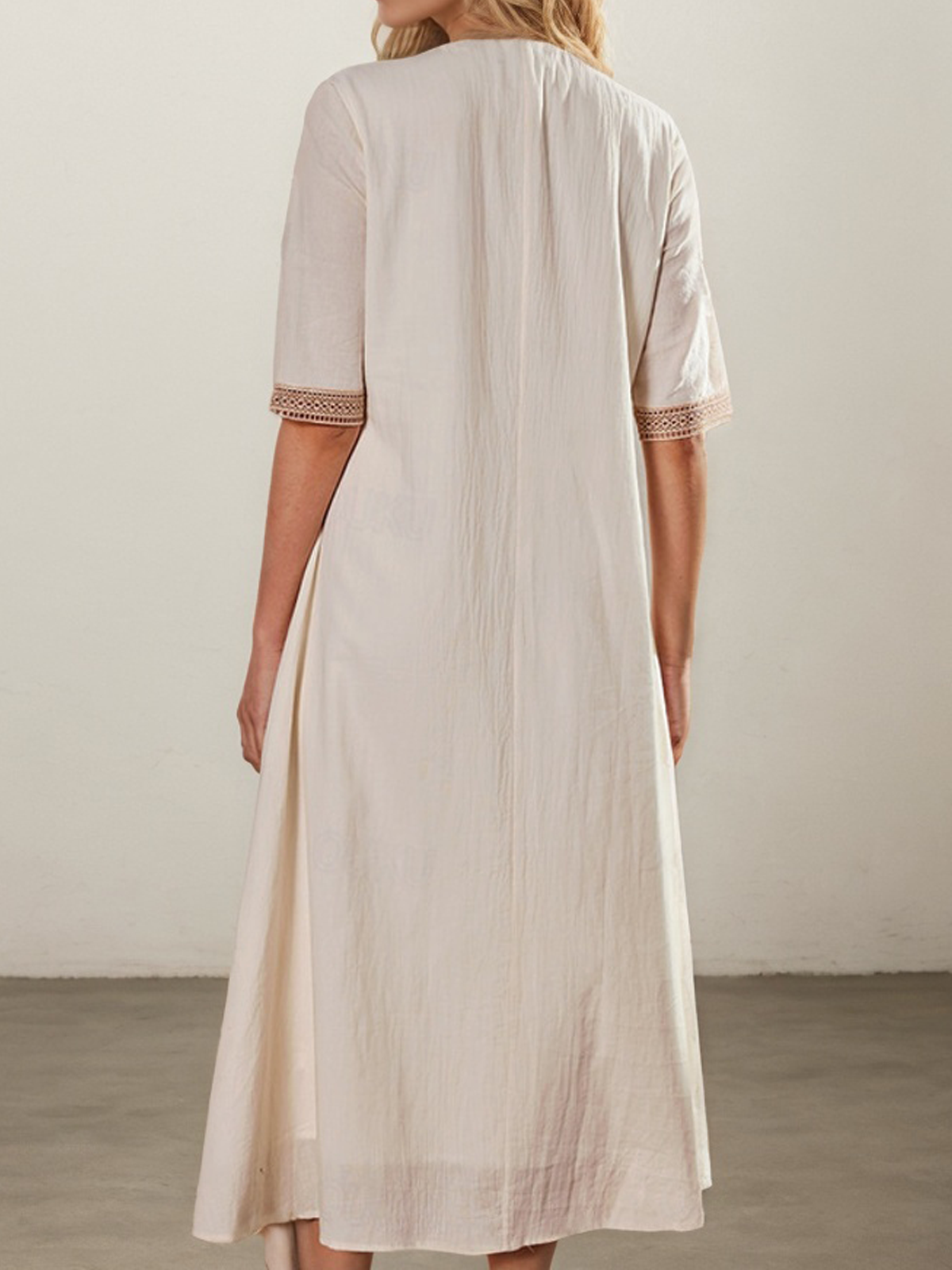 Vacation Plain linen-cotton Midi Dress