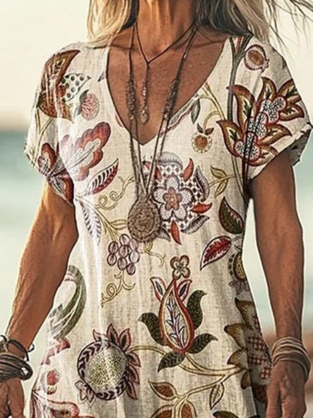 V Neck Vacation Dress With No Belt