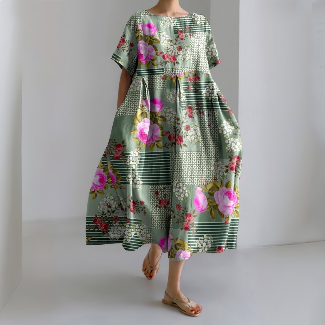 Casual Regular Fit Crew Neck Dress With No